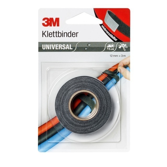 3M Klettbinder 661939 sw/gr 12mm:3m