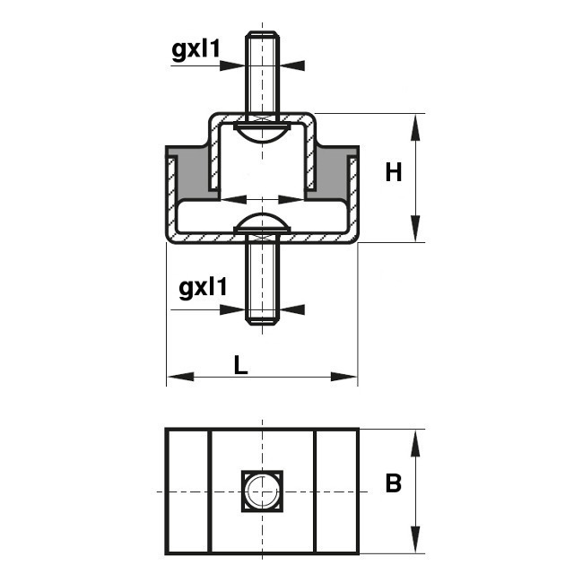 GM-ELE UL 52 x 35 H=36 M8x21 mittel