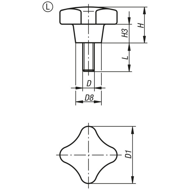 KREUZGRIFF  Duroplast  K0148.510x30